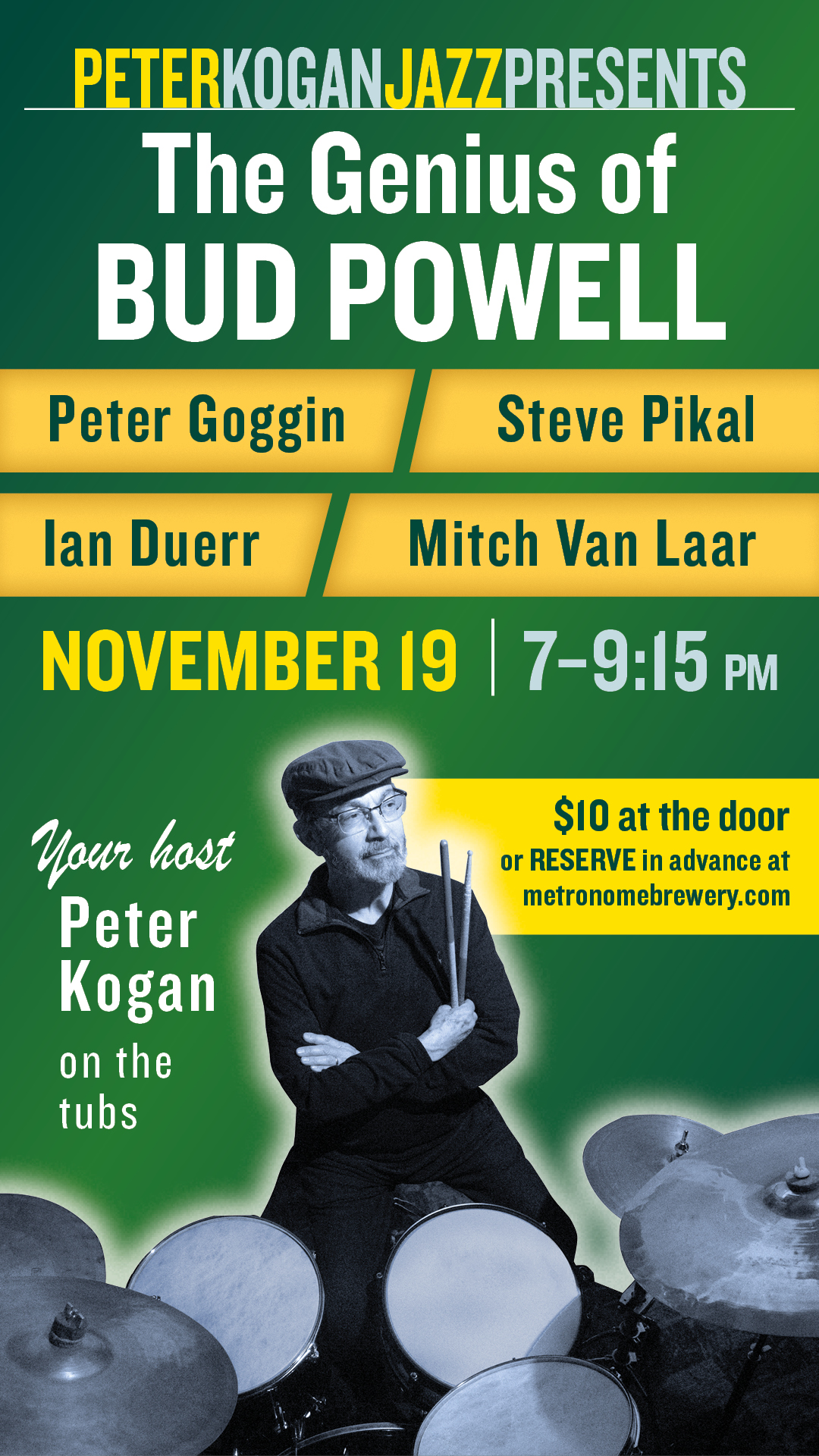 The Genius of Bud Powell – Peter Kogan Jazz presents… artwork from MetroNOME Brewery